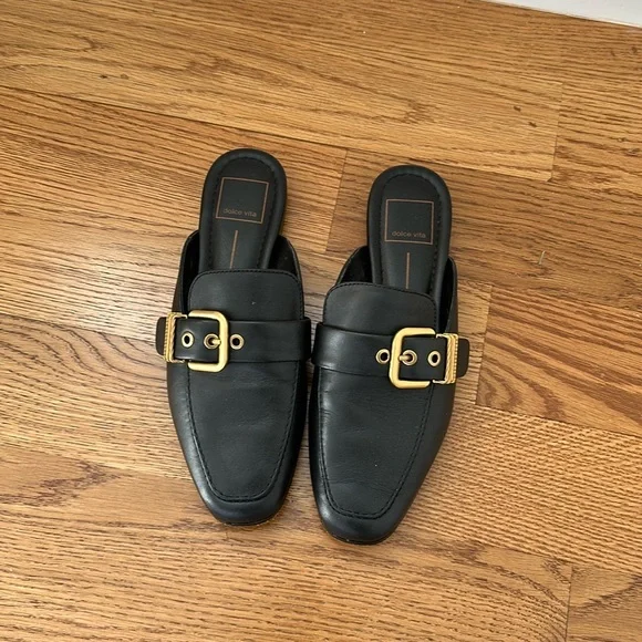 Dolce Vita Black Leather Mules - Picture 1 of 3